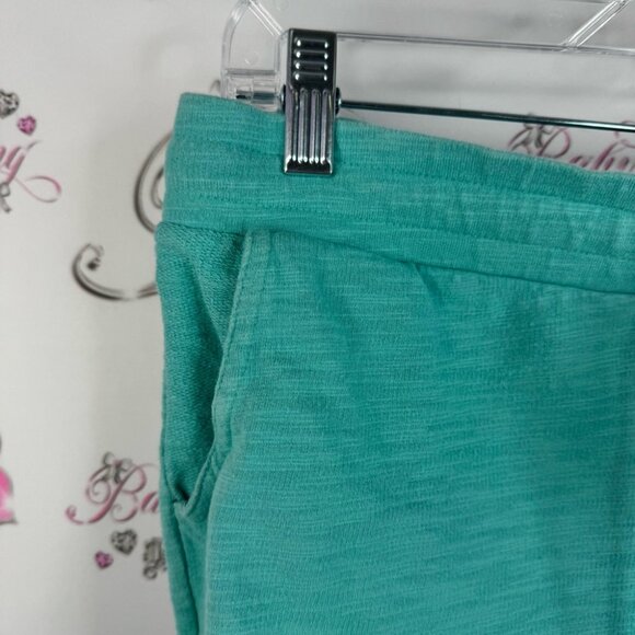 Danskin shorts fold over hem bottom tie up waist blue Turquoise Athletic Shorts - Picture 5 of 11